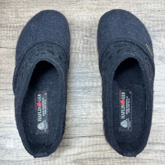 Haflinger~Women’s~Lacey  Black Boiled Wool  Slip On Clogs~EU 36/US 5-5.5 - Picture 6 of 10